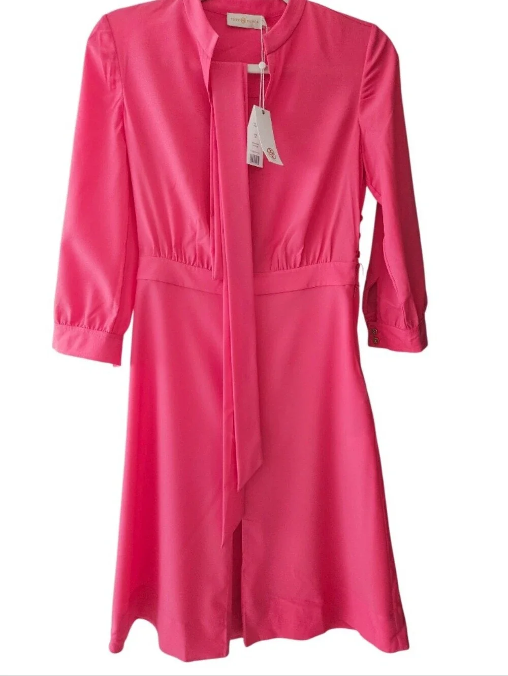 NWT Tory Burch JUDI Fuchsia Belted Front Slit Midi Dress